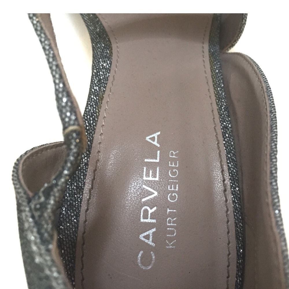 Carvela Kurt Geiger Silver Glitter Strappy High Heel Sandals - Picture 8 of 10